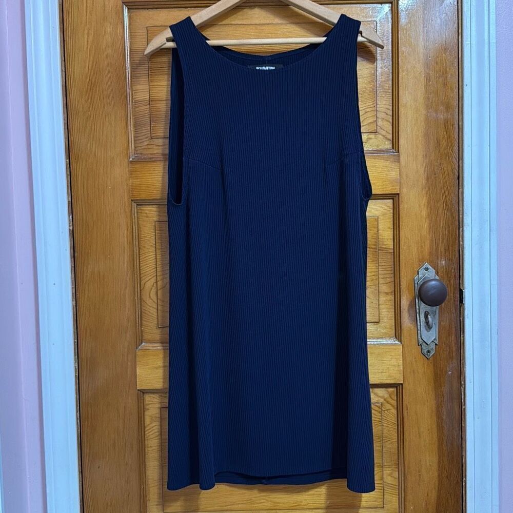 Reformation Sleeveless Navy Ribbed Knit Mod Dress Women’s Large